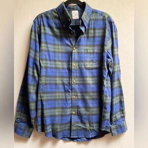 Brooks  Brothers blue green plaid checker button up Regent fit shirt Sz M